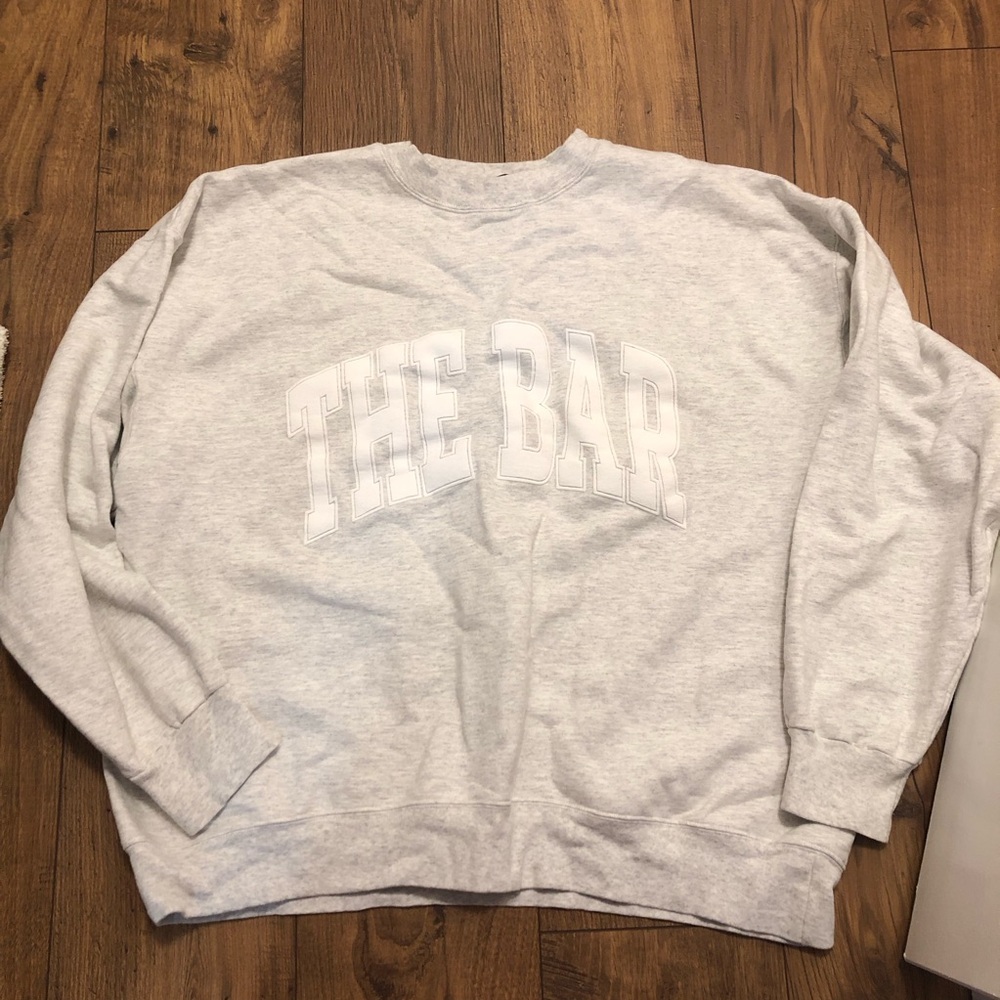 Womens Crewneck Sweatshirt with 'THE BAR' Graphic - Light Gray